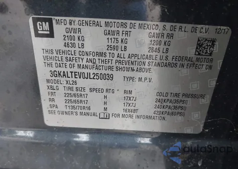 2018 GMC Terrain Sle z USA, uszkodzony, nr VIN 3GKALTEV0JL250039